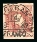Toeban. 1864, 10 cent red, with good to very wide margins.