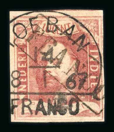 Toeban. 1864, 10 cent red, with good to very wide margins.
