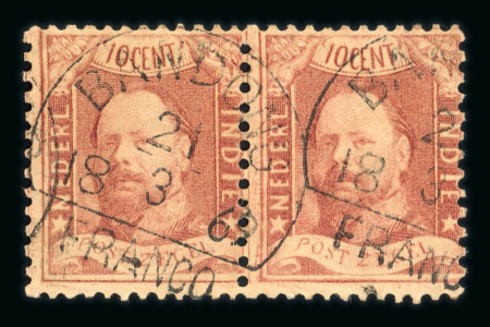 Bandong. 1868, 10 cent red, pair with excellent perforation.