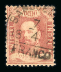 Banjoemaas. 1868, 10 cent red with flawless perforation 4 ex known.