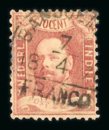 Banjoemaas. 1868, 10 cent red with flawless perforation 4 ex known.