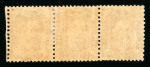 Batavia. 1868, 10 cent red strip of three with excellent