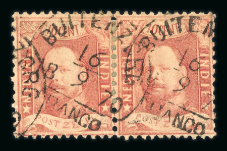 Buitenzorg. 1868, 10 cent red pair with mostly excellent