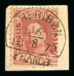 Cheribon. 1868, 10 cent red pair with excellent perforation