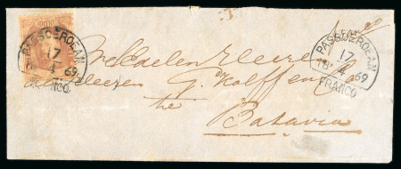 Passoeroean. 1868, 10 cent red on small folded letter to Batavia; fine and rare.