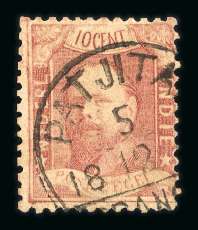 Patjitan. 1868, 10 cent red with very good perforation.