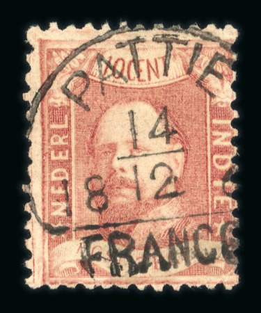 Pattie. 1868, 10 cent red with excellent perforation.The finest of the few known examples.