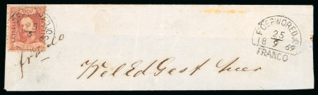 Poerworedjo. 1868, 10 cent red with excellent perforation,