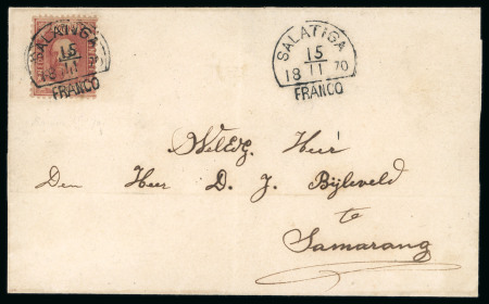 Salatiga. 1868, 10 cent red on very fresh folded letter