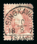 Singkawang. 1868, 10 cent red with good perforation. Excellent postmark, 3 known.