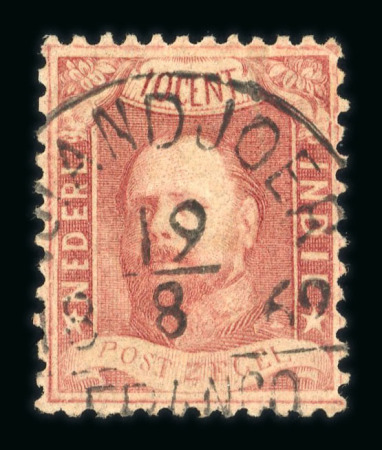 Tjiandjoer. 1868, 10 cent red with excellent perforartion. Excellent postmark; 4 known.