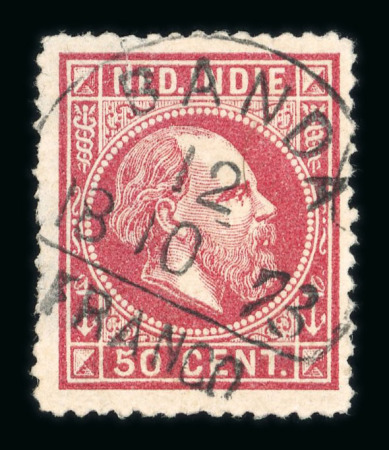 Banda. 1870, 50 cent red with well-placed and complete Banda half-round franco.