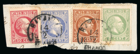 Batavia. 1870 letter fragment with 5c, 10c, 20c, 50c