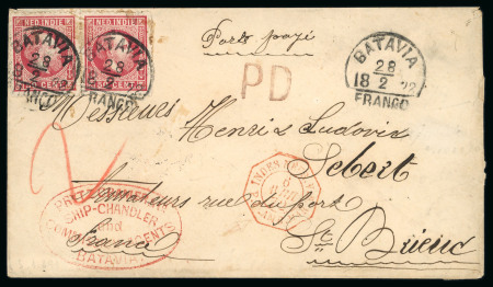 Batavia. 1870, two 50 cent red on very attractive envelope