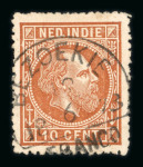 Bezoekie. 1870, 10 cent brown with well-struck postmark. Very rare on 1870 issue. 5 known.