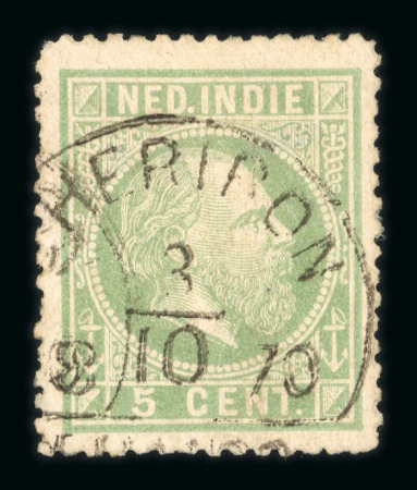 Cheribon. 1870, 5 cent green with Cheribon half-round franco 3.10 1870.