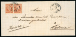 Kedirie. 1870, 10 cent brown in pair on second weight letter from Kedirie to Batavia 1872.