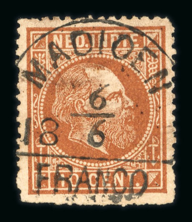 Madioen. 1870, 10 cent brown with Madioen half-round franco postmark 6.6 187?