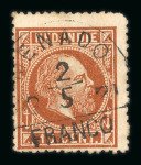 Menado. 1870, 10 cent brown with rare Menado half-round franco postmarks 2.5 1871