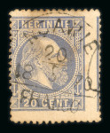 Ngawie. 1870, 20 cent blue with Ngawie half-round franco