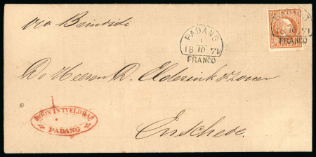 Padang. 1870, 10 cent brown on very attractive printed matter to the Netherlands