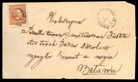 Passoeroean. 1870, 10 cent brown on letter to Batavia