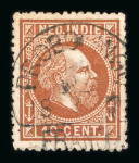 Probolingo. 1870, 10 cent brown with Probolingo half-round. Earliest recorded.
