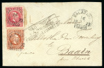 Salatiga. 1870, 10 cent and 50 cent on envelope to Netherlands. Rare and attractive.