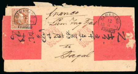 Samarang. 1870, 10 cent brown on Chinese envelope to Tagal. Decorative Chinese letter.