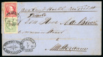 Soerabaija. 1870, 5 cent and 50 cent on folded letter