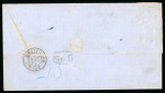 Soerabaija. 1870, 5 cent and 50 cent on folded letter