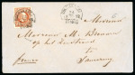 Soerakarta. 1870, 10 cent brown on envelope from Soerakarta with superb postmark. Rare.