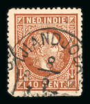 Tjiandjoer. 1870, 10 cent brown struck by centrally placed Tjiandjoer. Extremely rare.