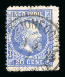 Bodjonegoro. 1870, 20 cent blue centrally struck by Bodjonegoro round franco. 3 known.