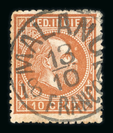 Malang. 1870, 10 cent brown with a wonderful central MALANG. Exhibition item.