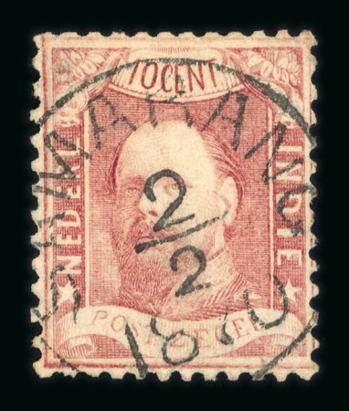 Samarang. 1868, 10 cent red with a central and clear circular Samarang 2.2 1870.