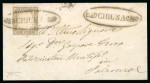 CHIUSA: 1861 Sardinia 10c grey bistre, large even margined single tied by fancy black oval CHIUSA mkg with similar alongside (Osf. - PR1), on 1861 (3.5) folded letter sheet front to Palermo. Very fine and attractive.  Ex