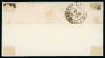 CHIUSA: 1861 Sardinia 10c grey bistre, large even margined single tied by fancy black oval CHIUSA mkg with similar alongside (Osf. - PR1), on 1861 (3.5) folded letter sheet front to Palermo. Very fine and attractive.  Ex