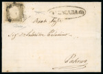 LERCARA: 1861 Sardinia 10c dark grey bistre (grigio bistro scuro) with black fancy oval ALRCARA mkg alongside on 1861 folded letter sheet