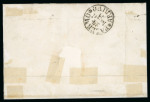 MARSALA: 1861 Sardinia 10c grey, large to very large margined single tied by black oval MARSALA mkg (Osf. black - R.1), with similar alongside, on 1861 folded letter sheet to Palermo, arrival bs, a particularly fine stri