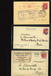 1909 Group of three postal cards paying the 1pi postal card rate, posted from Famagusta and Larnaca. A fine and attractive selection of overseas postal stationery usages (3).