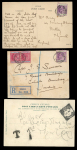 1912 Registered envelope from Troodos to Bombay, India, franked KEdVII 30pa purple and green and 1pi carmine and blue, pair, all neatly tied by TROODOS/OC.11.12/CYPRUS cds and Troodros registered label alongside, cvr ton