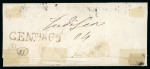 MESSINA / M.S.G.A.: 1860 (17.2) Small neat folded letter sheet sent to Palermo, franked 2 Gr. plate I, two singles, positions 13 and 93, showing unframed M.S.G.A. in red and oval ASSICURATA in black alongside, attractive