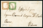 MONTEROSSO: 1861 (9.5) Folded lettersheet front to Palermo, franked Sardinia 5c + 10c, both neatly tied by MONTEROSSO cds, a fine colourful and attractive franking.