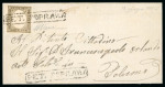 PET. SOPRANA: 1861 Sardinia 10c light brown, large margined single on foded cover to Palermo, neatly tied by oval PET. SOPRANA in black, with similar alongside, arrival bs, very fine and scarce.  Expertise: Signed A.Dien