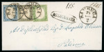 SAMBUCA: 1861 (24.10) Registered folded lettersheet to Palermo, franked Sardinia 5c + 10c + 20c, all neatly tied by SAMBUCA cds, with oval ASSICURATA alongside, a fine colourful franking paying the single rate domestic r