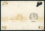 SPADAFORA: 1861 (8.6) Folded entire via Palermo to Trapani, franked Sardinia 20c blue, very large margined single, tied clear straight line SPADAFORA in black, with similar alongside, extremely fine and an important canc