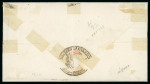 CALASCIBETTA: 1861 Sardinia 5c green, horizontal pair, showing close to large margins, tied on cover by clear straight-line CALASCIBETTA in black (Osf. black - P.R3), with administrative oval cachet of the same town alon