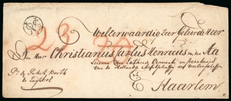 1789 VOC 1 gulden postmark in black (WdB 2c), very