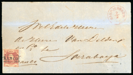 1864, 10 cent red on letter from Bandjermasin 2.2 1866